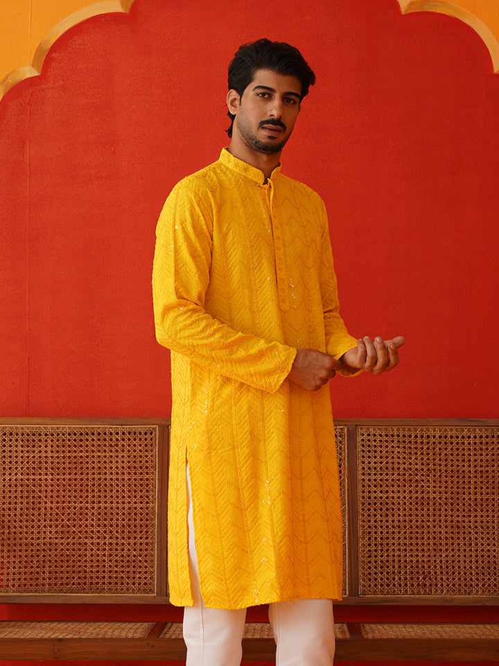 Embroidered Sequined Viscose Straight Kurtas.