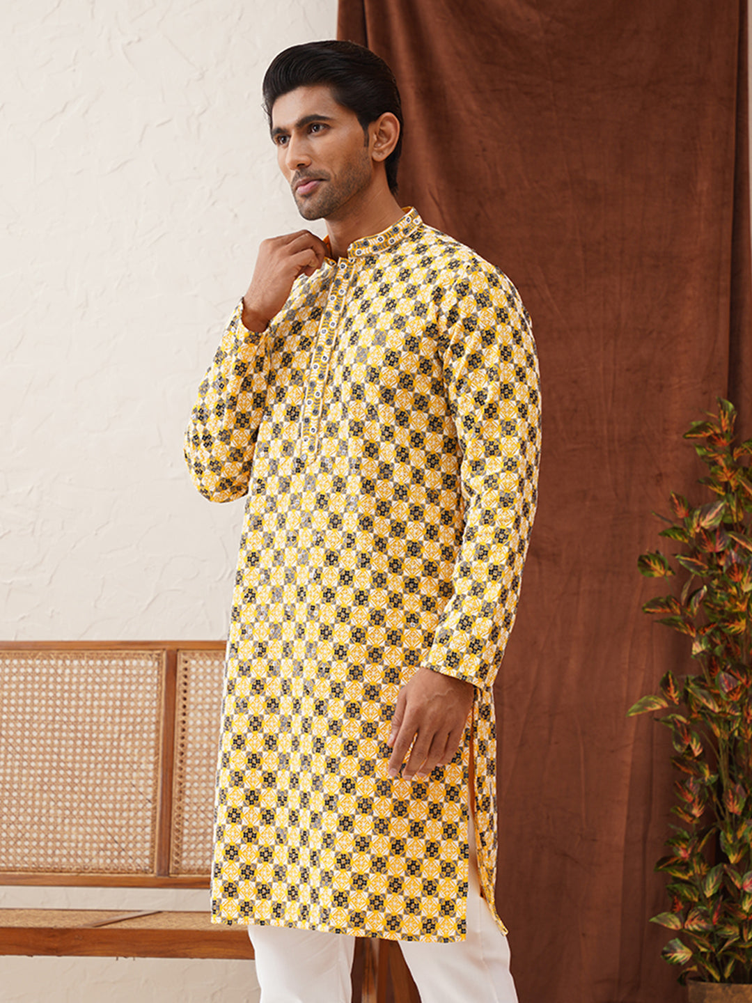 Viscose Embroidered Kurtas For Men