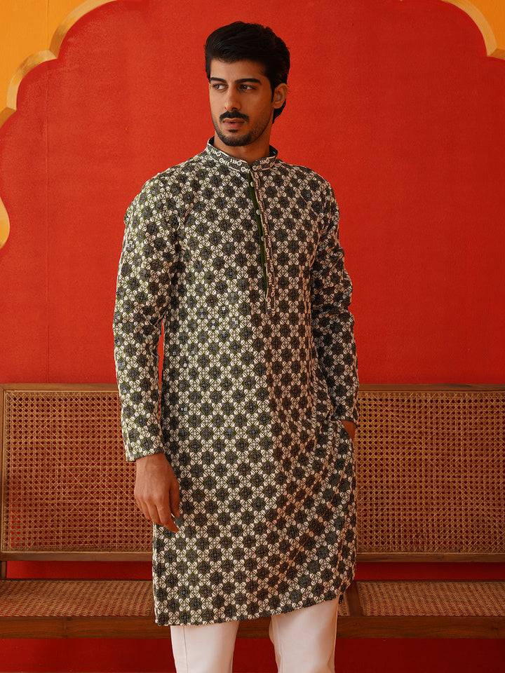 Viscose Embroidered Kurtas For Men