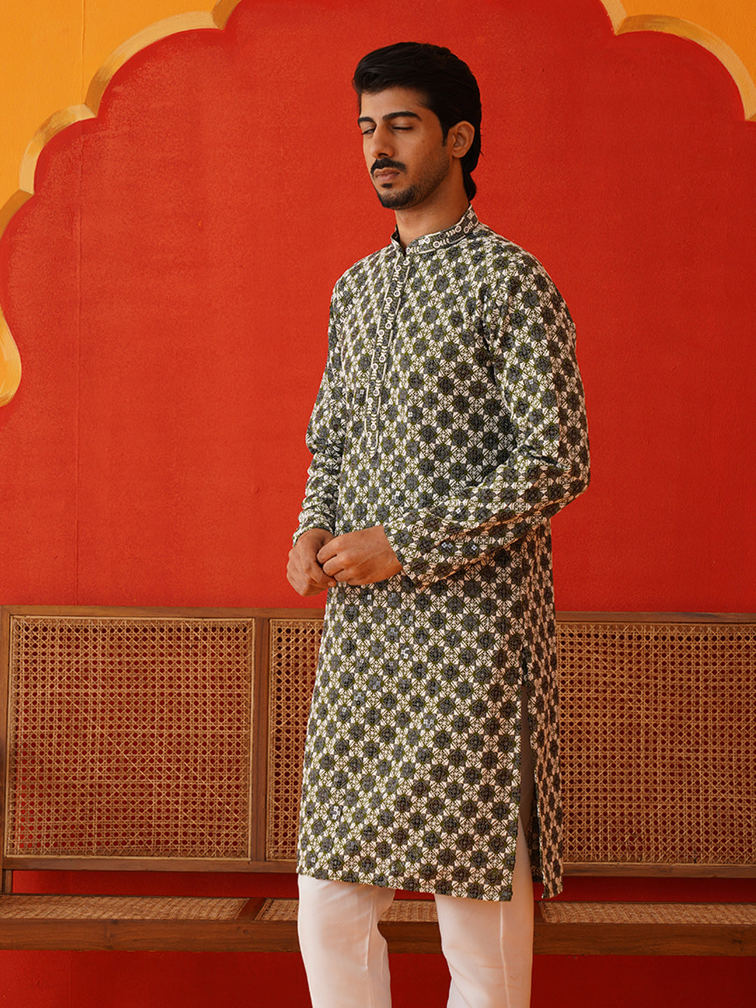 Viscose Embroidered Kurtas For Men