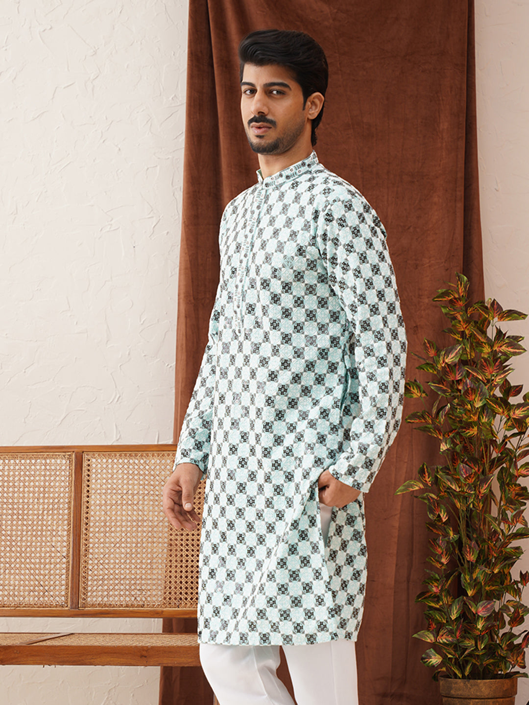 Viscose Embroidered Kurtas For Men