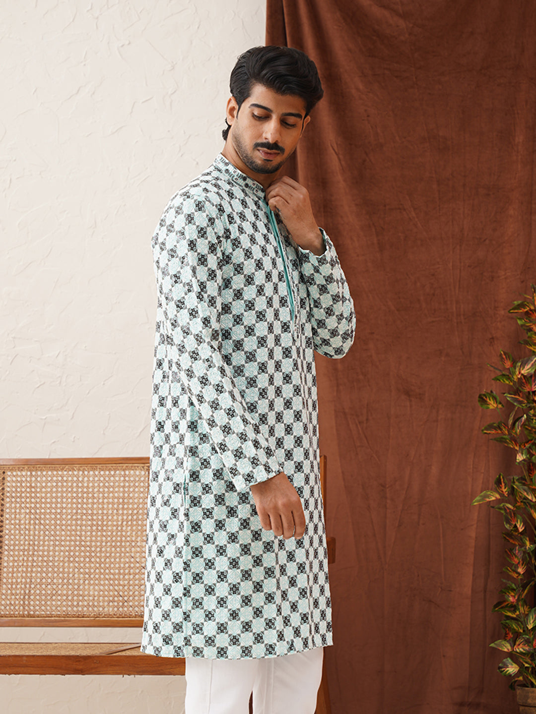 Viscose Embroidered Kurtas For Men
