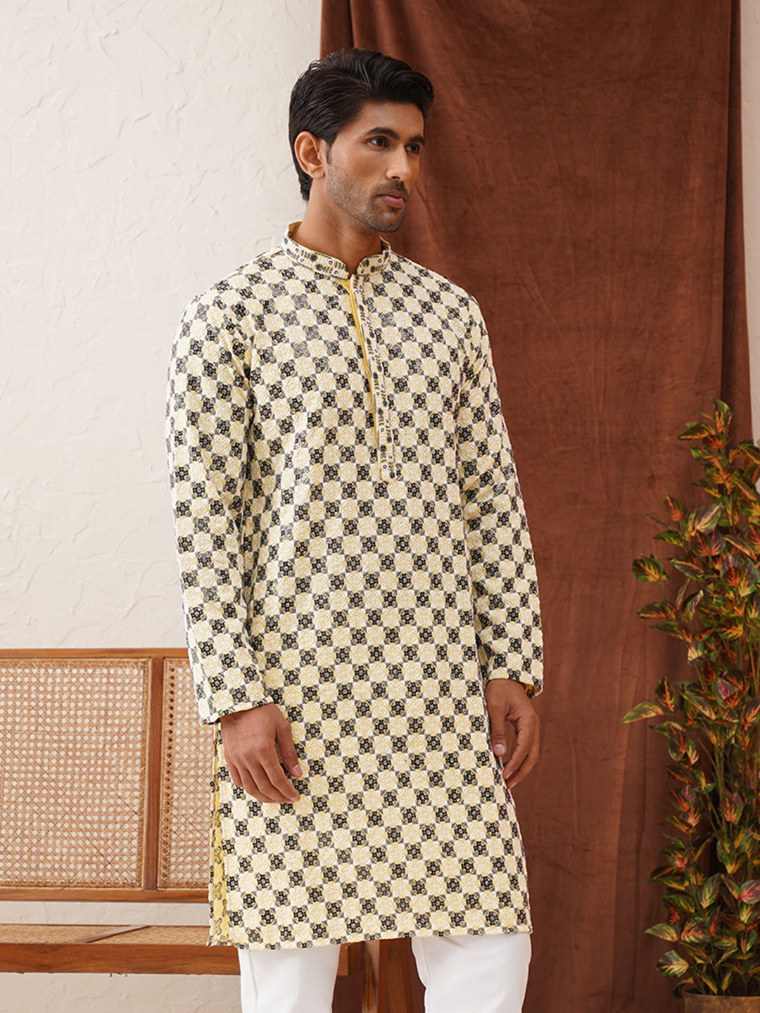 Viscose Embroidered Kurtas For Men