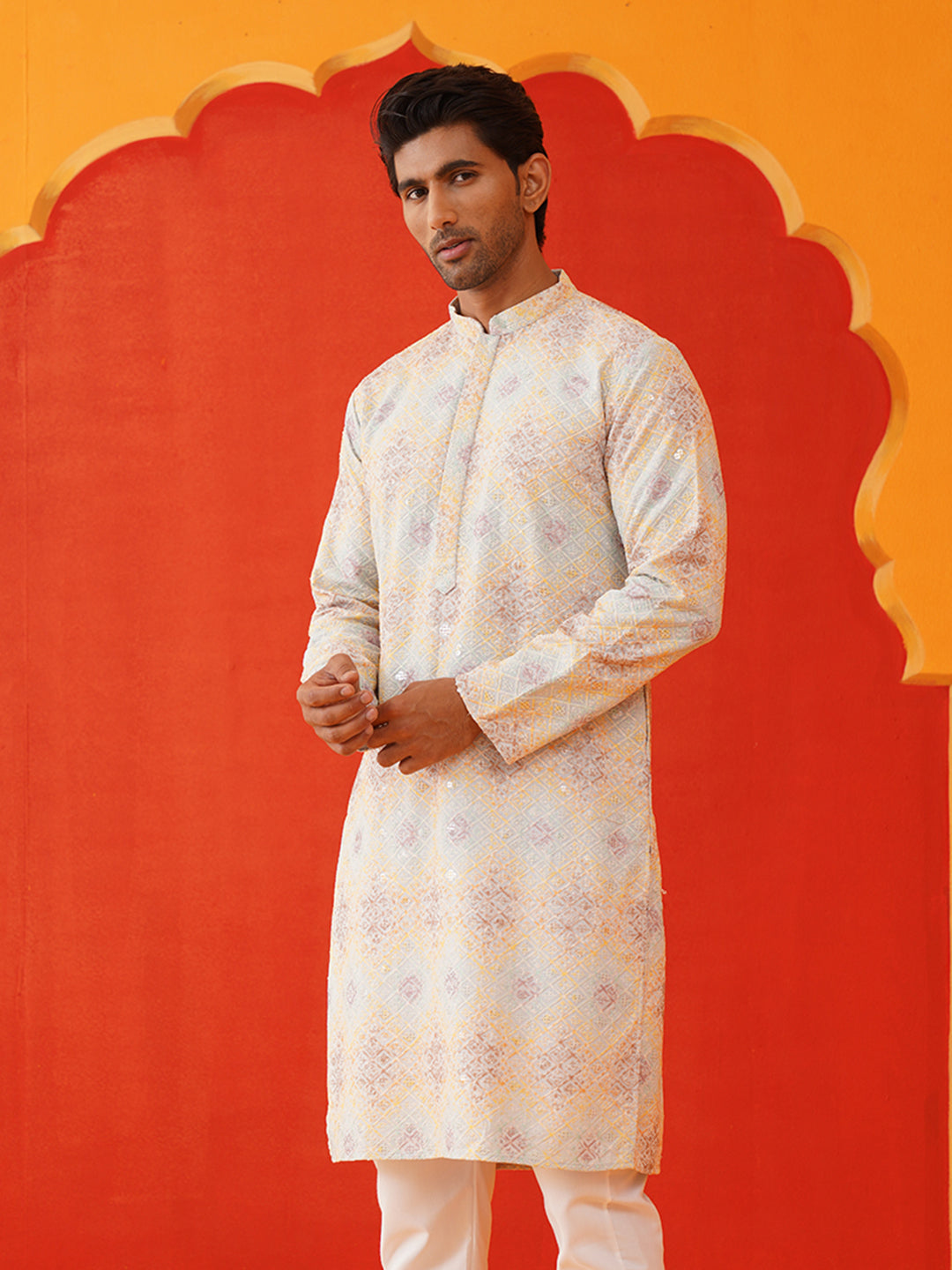 Embroidered Straight Kurtas For Men