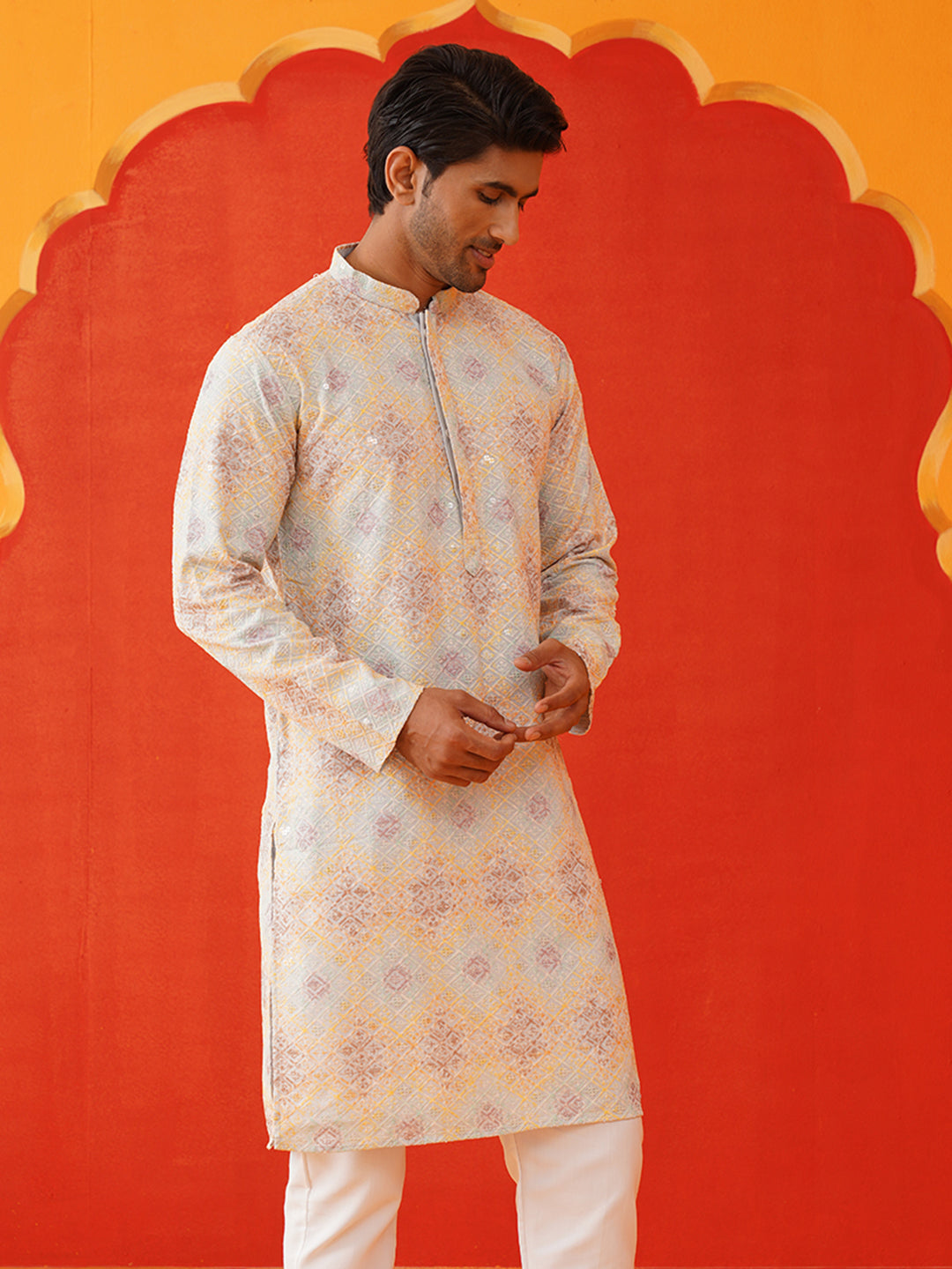 Embroidered Straight Kurtas For Men