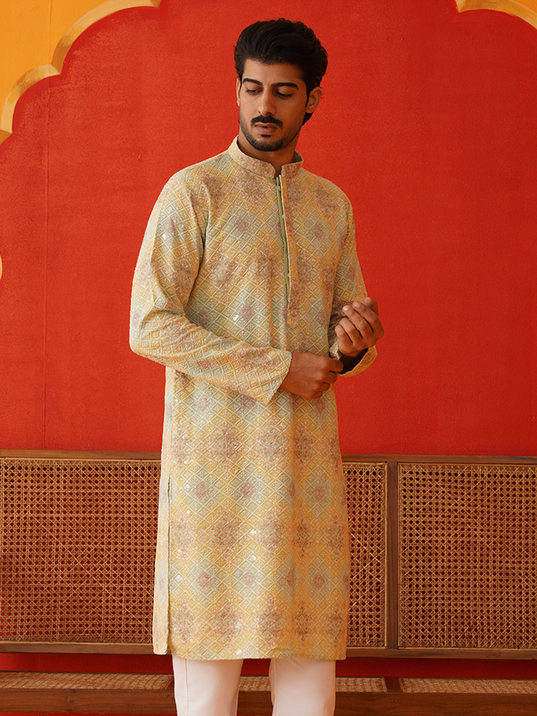 Embroidered Straight Kurtas For Men