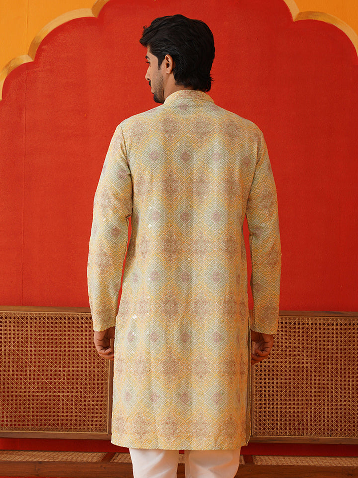 Embroidered Straight Kurtas For Men
