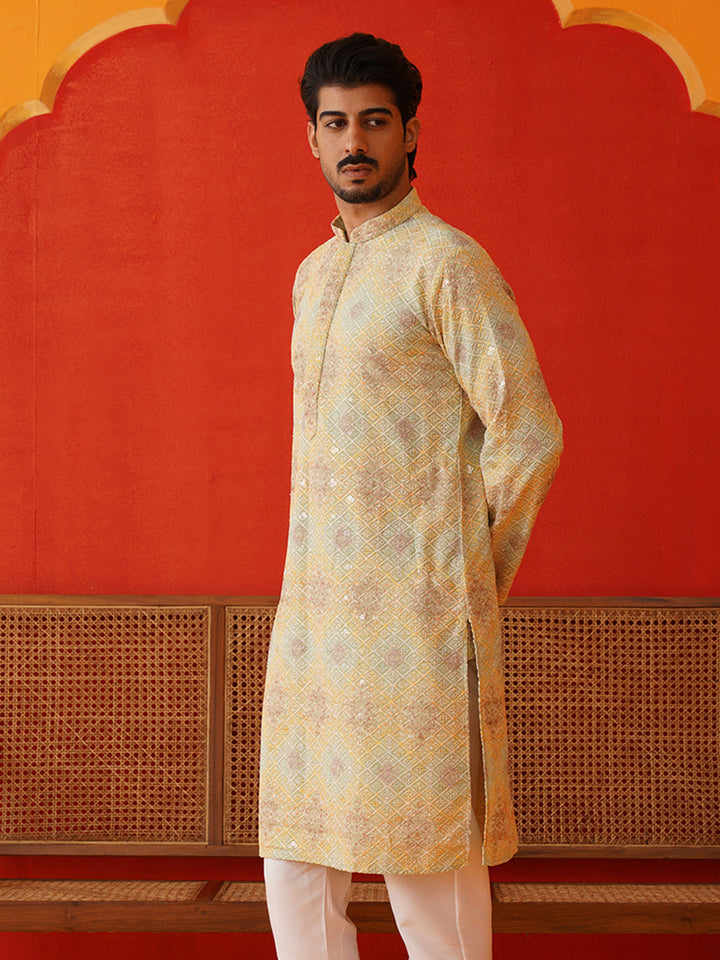 Embroidered Straight Kurtas For Men