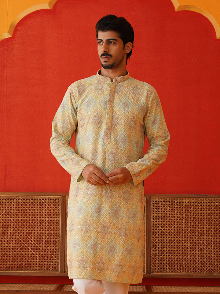 Embroidered Straight Kurtas For Men