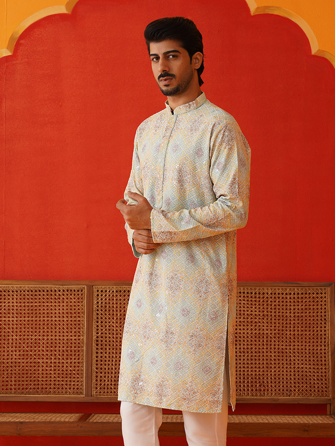 Embroidered Straight Kurtas For Men