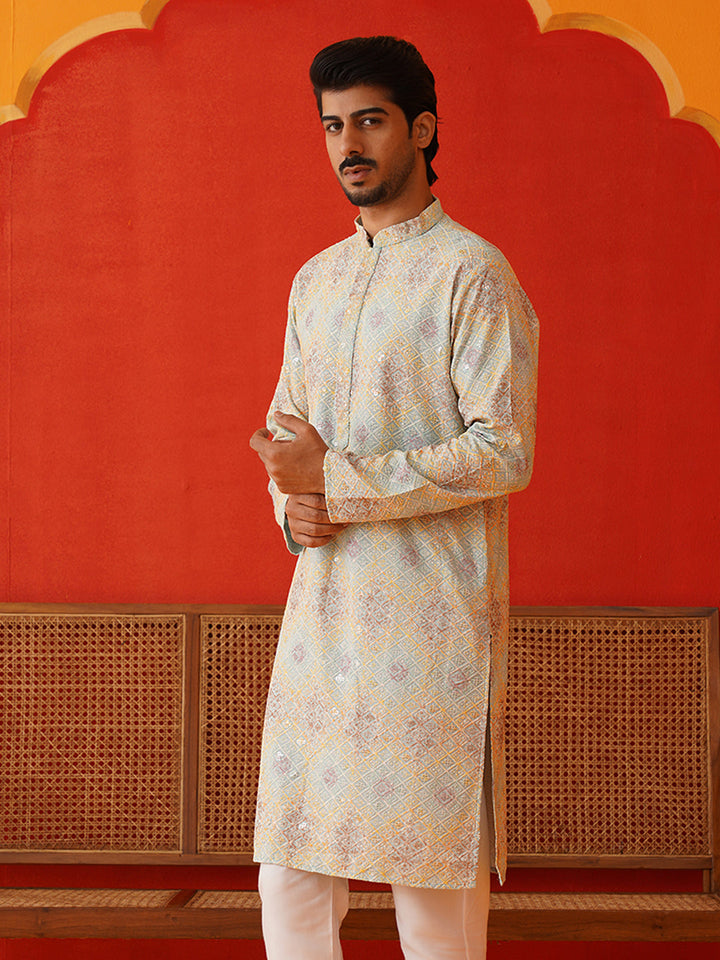 Embroidered Straight Kurtas For Men