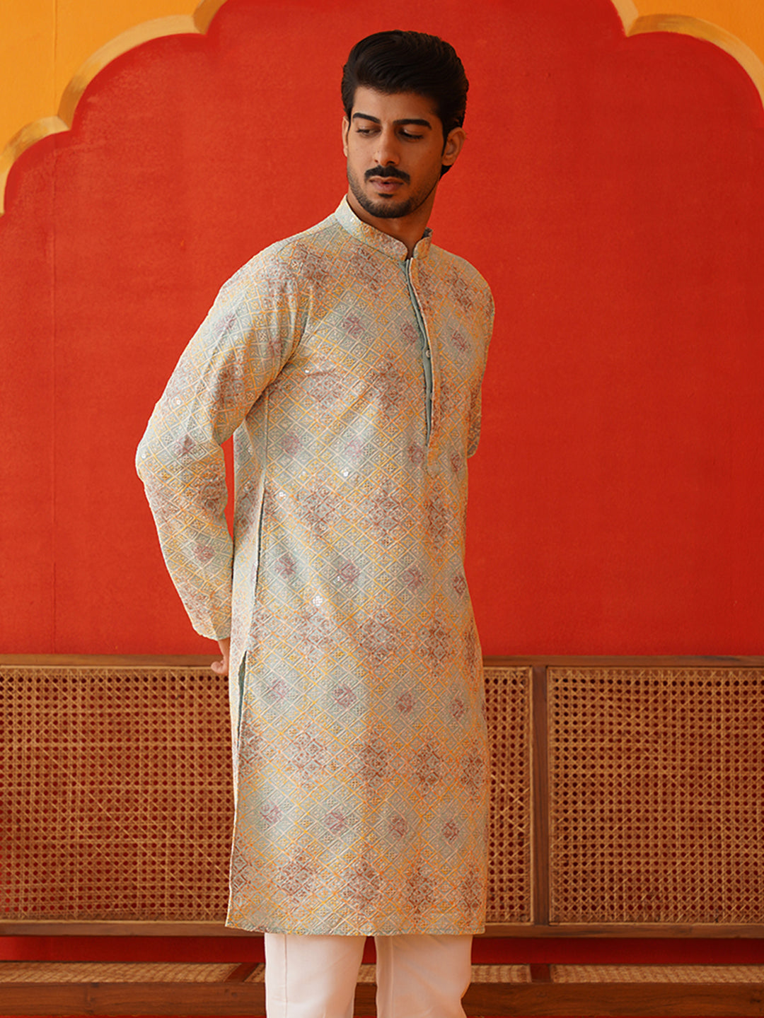 Embroidered Straight Kurtas For Men