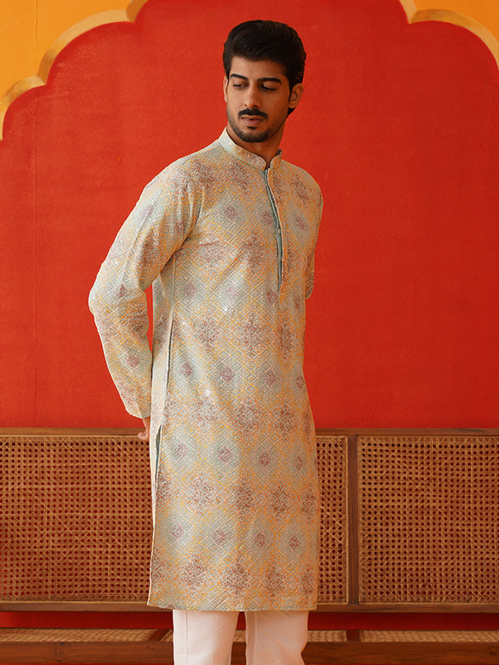 Embroidered Straight Kurtas For Men