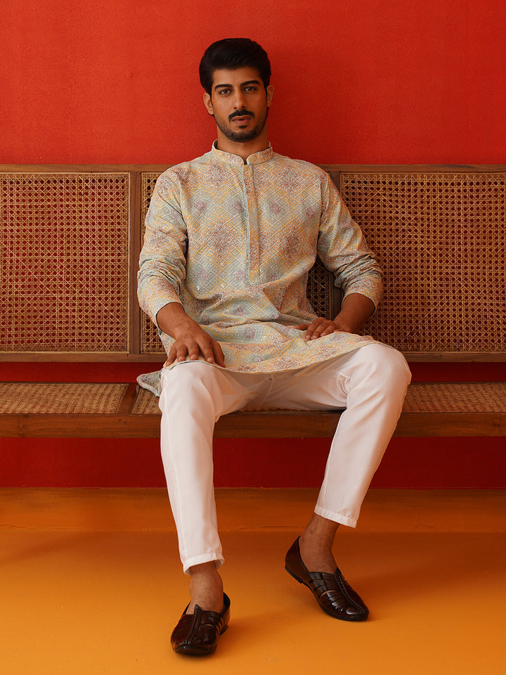 Embroidered Straight Kurtas For Men