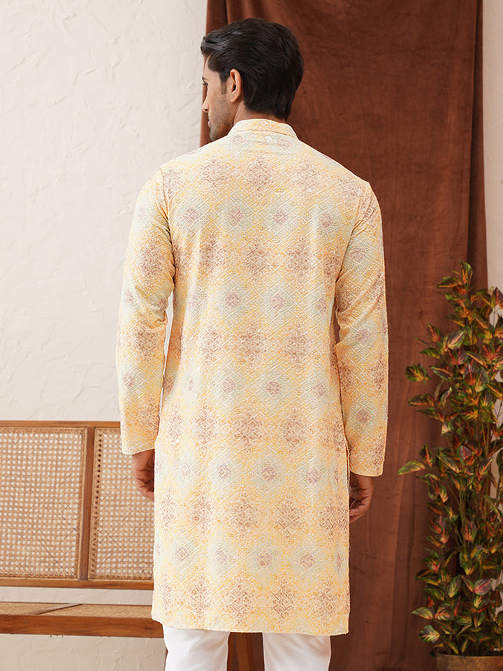 Embroidered Straight Kurtas For Men