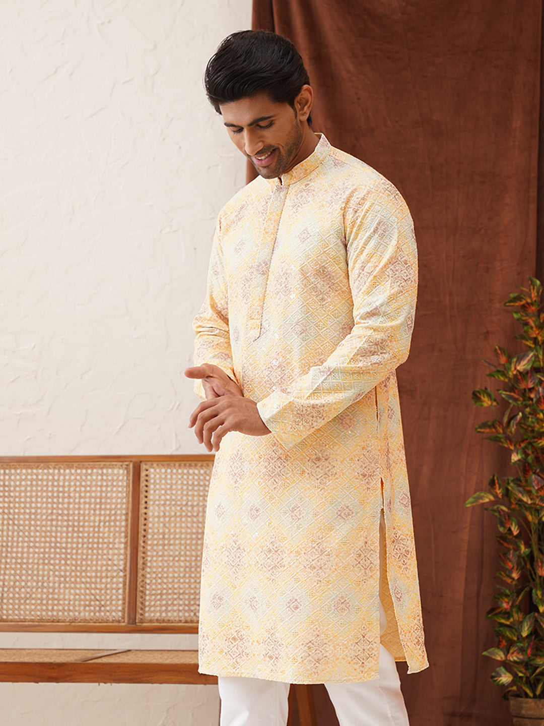 Embroidered Straight Kurtas For Men