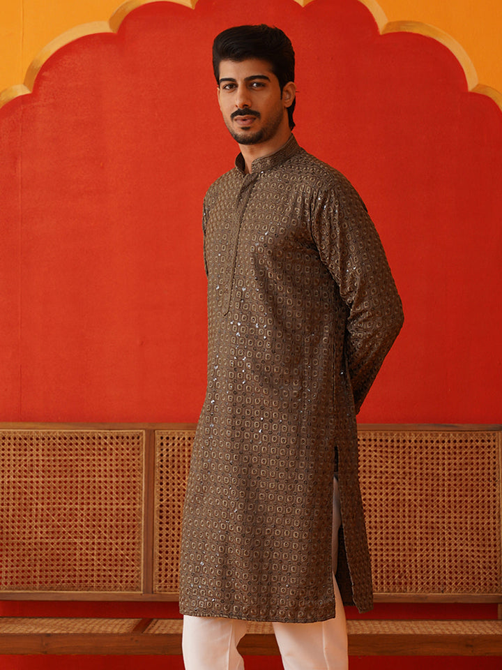 Embroidered Chikankari And Sequence Kurtas For Men