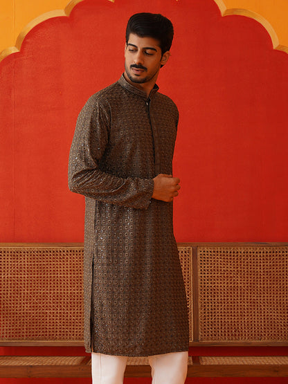 Embroidered Chikankari And Sequence Kurtas For Men