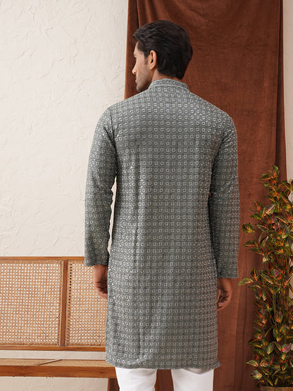 Embroidered Chikankari And Sequence Kurtas For Men