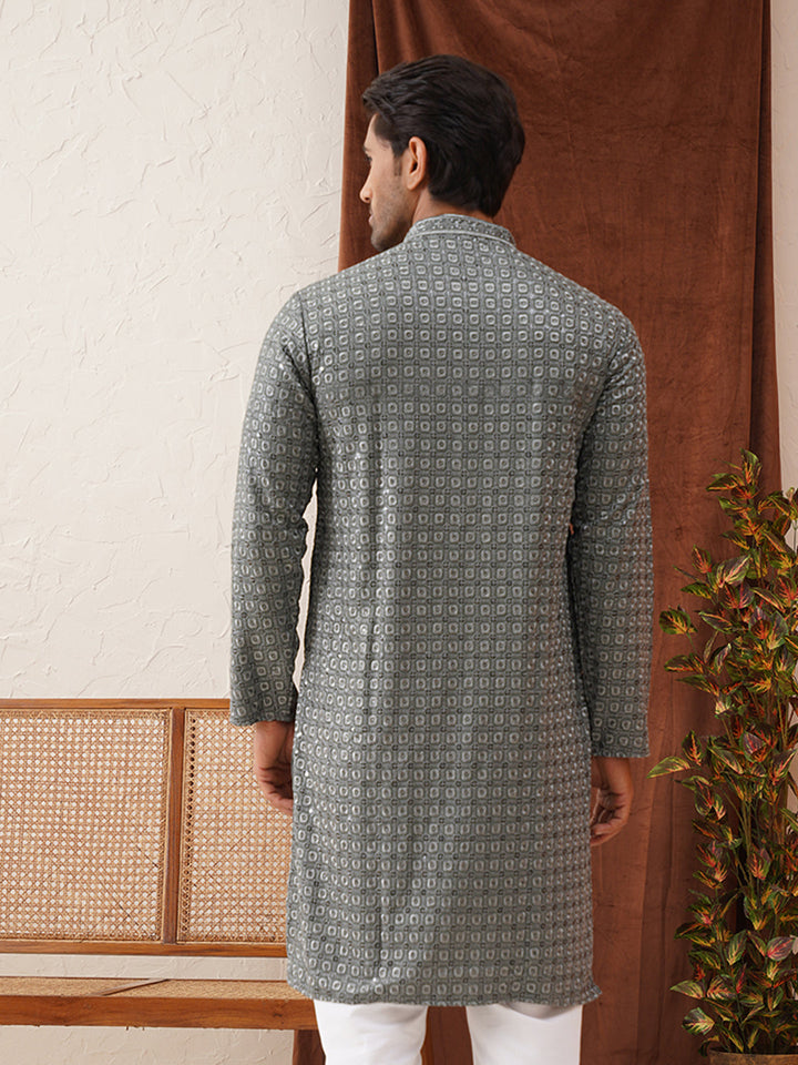 Embroidered Chikankari And Sequence Kurtas For Men