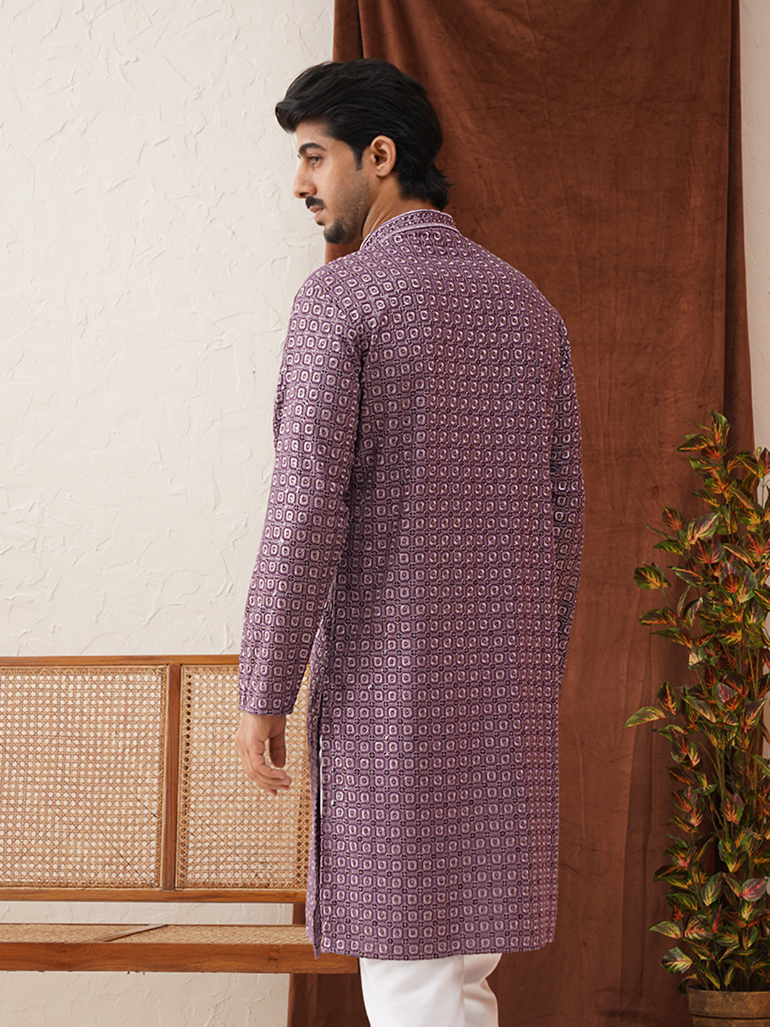 Embroidered Chikankari And Sequence Kurtas For Men