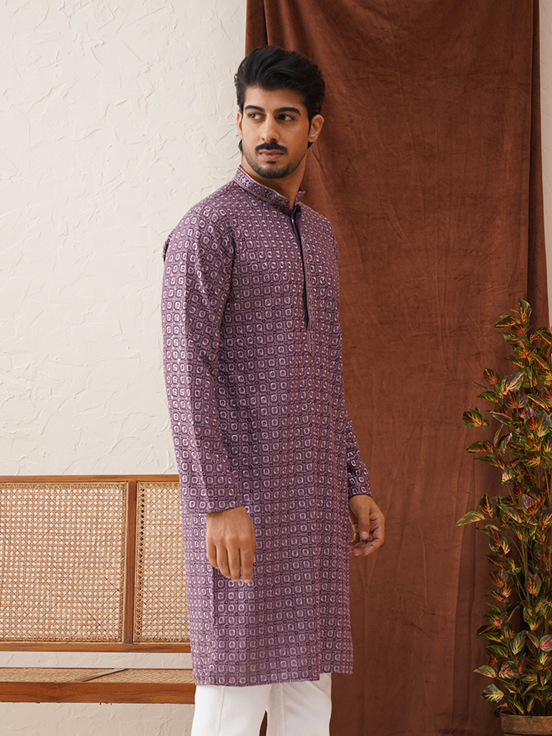 Embroidered Chikankari And Sequence Kurtas For Men