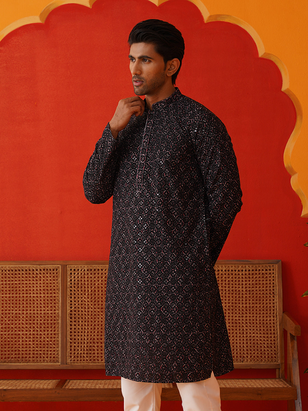 Embroidered Viscose Kurtas For Men