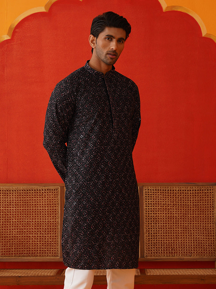 Embroidered Viscose Kurtas For Men