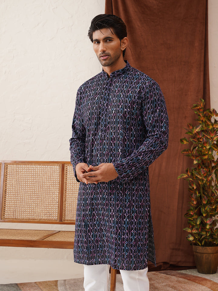 Embroidered Viscose Kurtas For Men