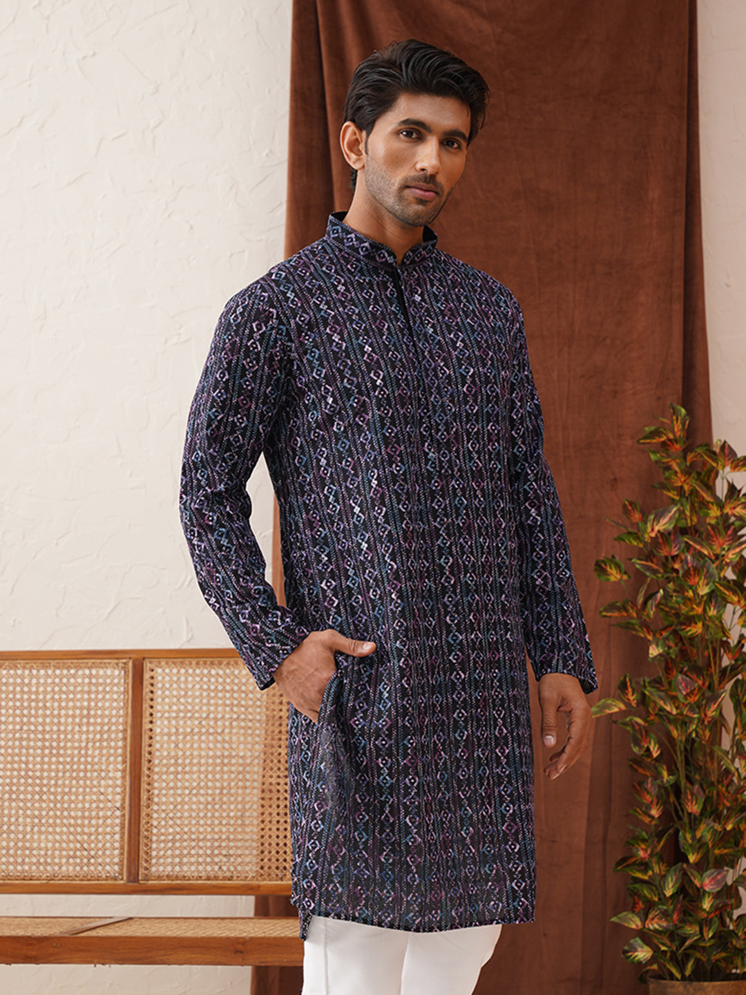 Embroidered Viscose Kurtas For Men