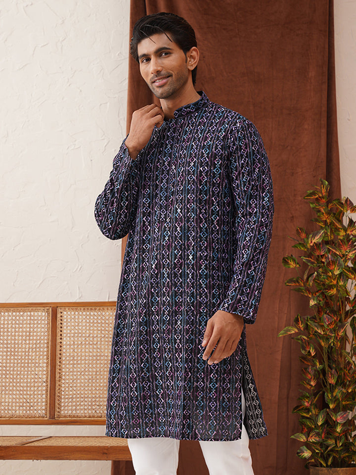 Embroidered Viscose Kurtas For Men