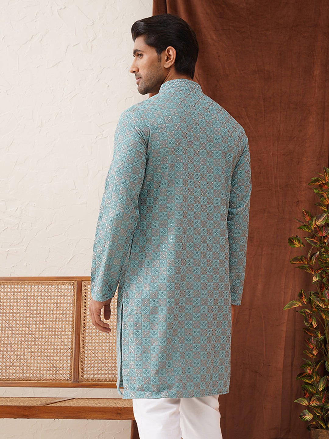 Embroidered Straight Kurtas For Men
