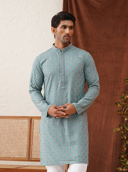 Embroidered Straight Kurtas For Men