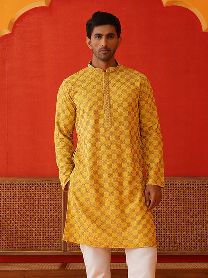 Embroidered Straight Kurtas For Men