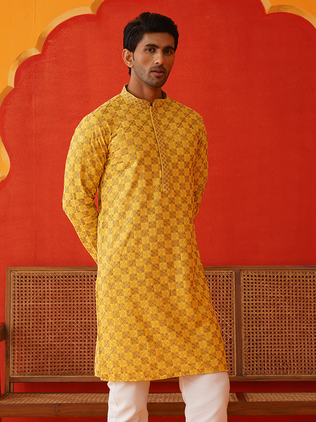 Embroidered Straight Kurtas For Men