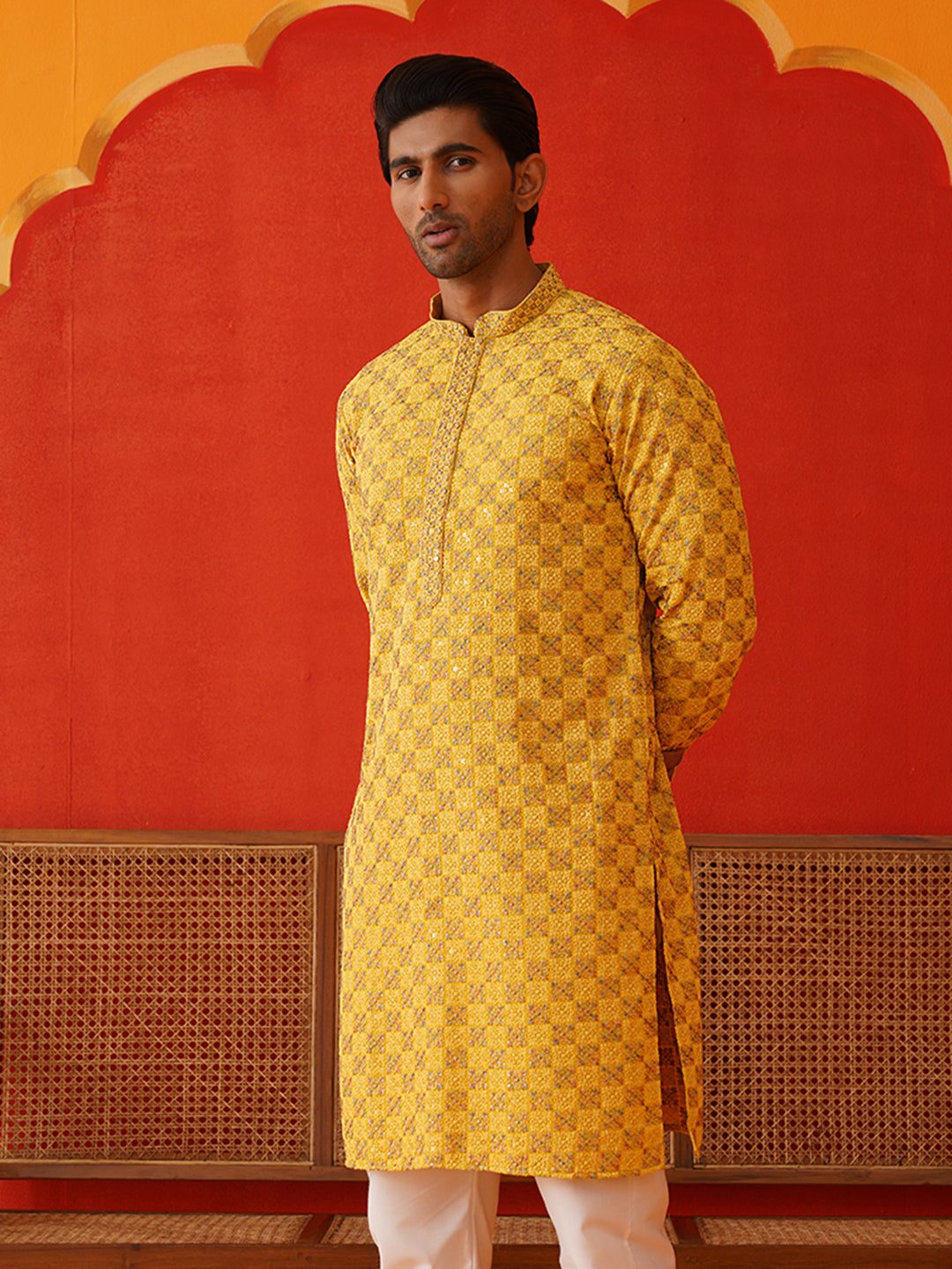 Embroidered Straight Kurtas For Men