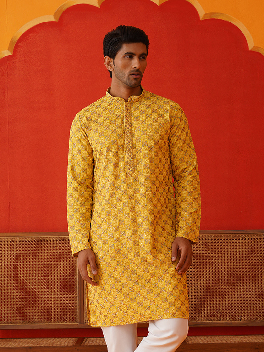 Embroidered Straight Kurtas For Men