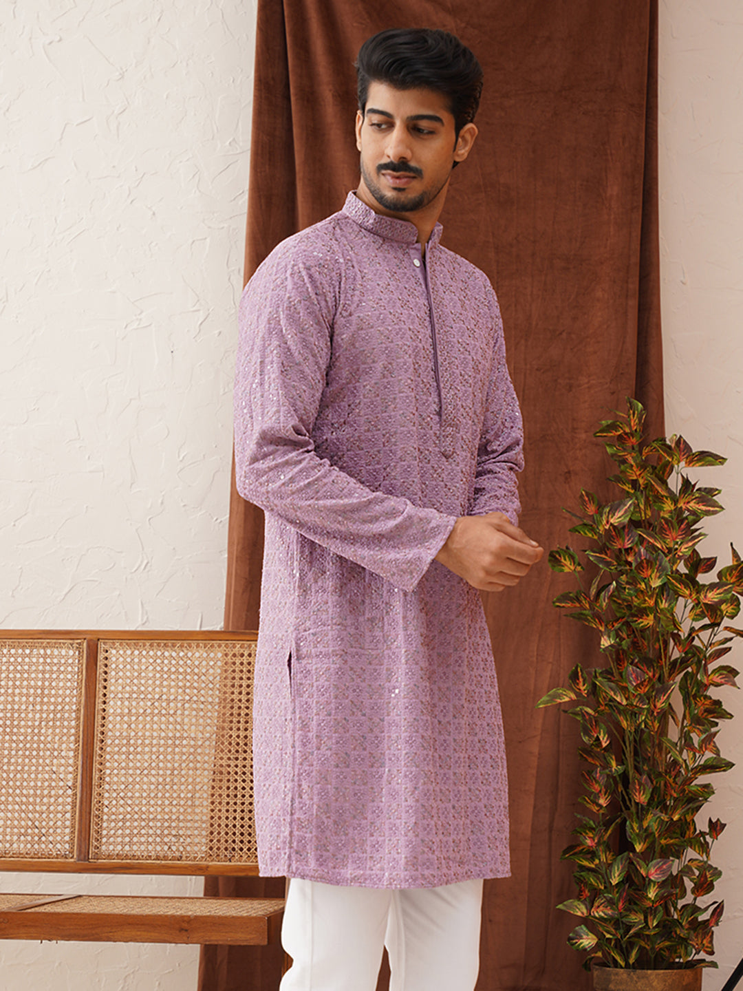 Embroidered Straight Kurtas For Men