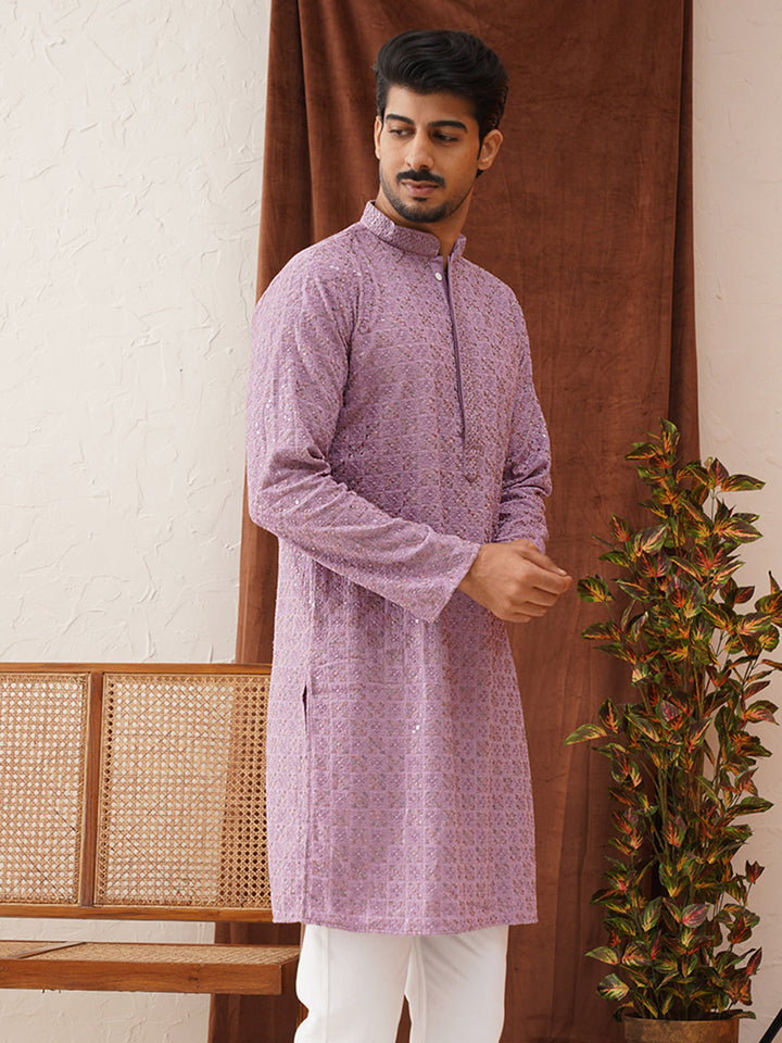 Embroidered Straight Kurtas For Men