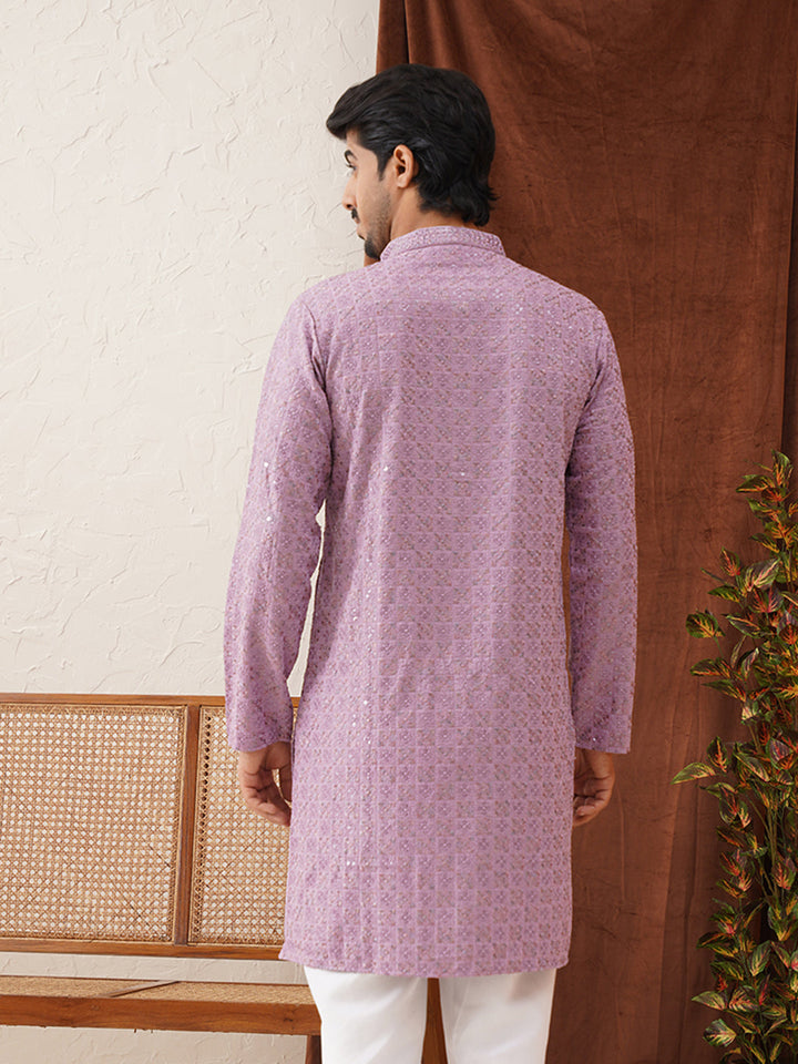 Embroidered Straight Kurtas For Men
