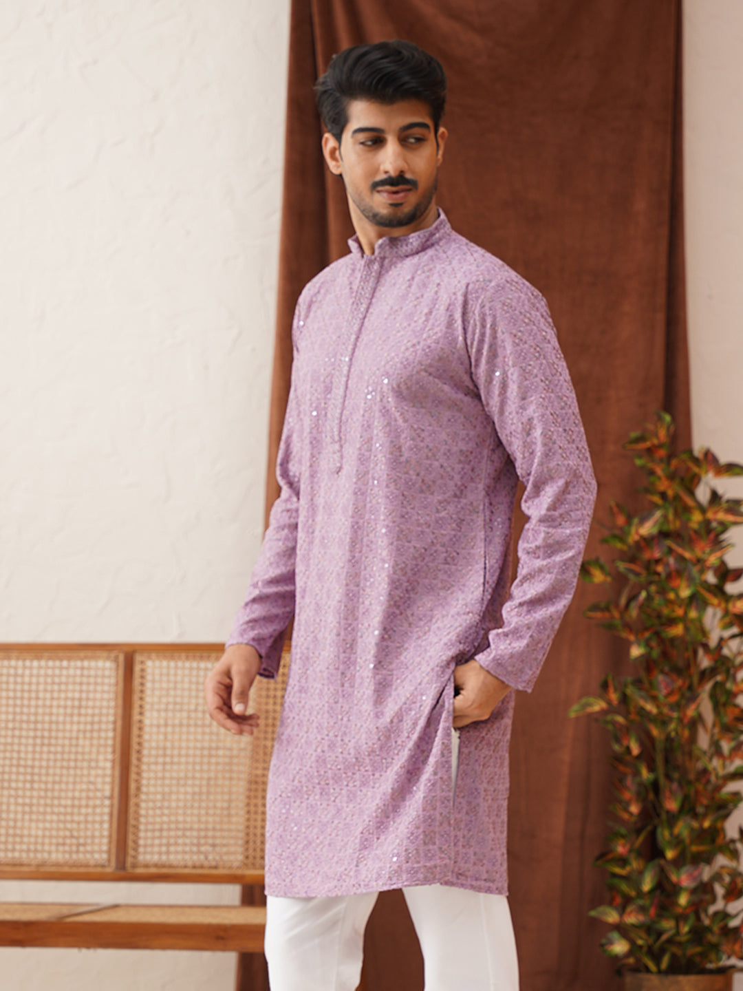 Embroidered Straight Kurtas For Men