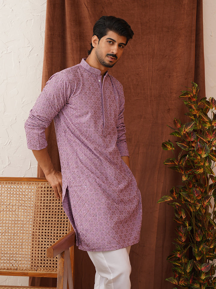 Embroidered Straight Kurtas For Men