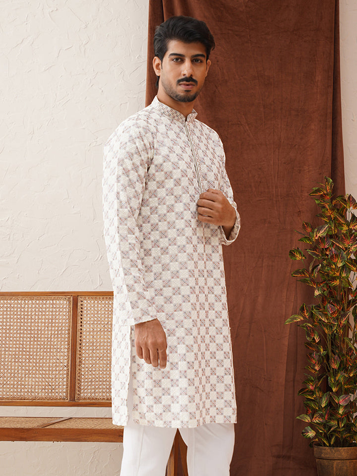 Embroidered Straight Kurtas For Men