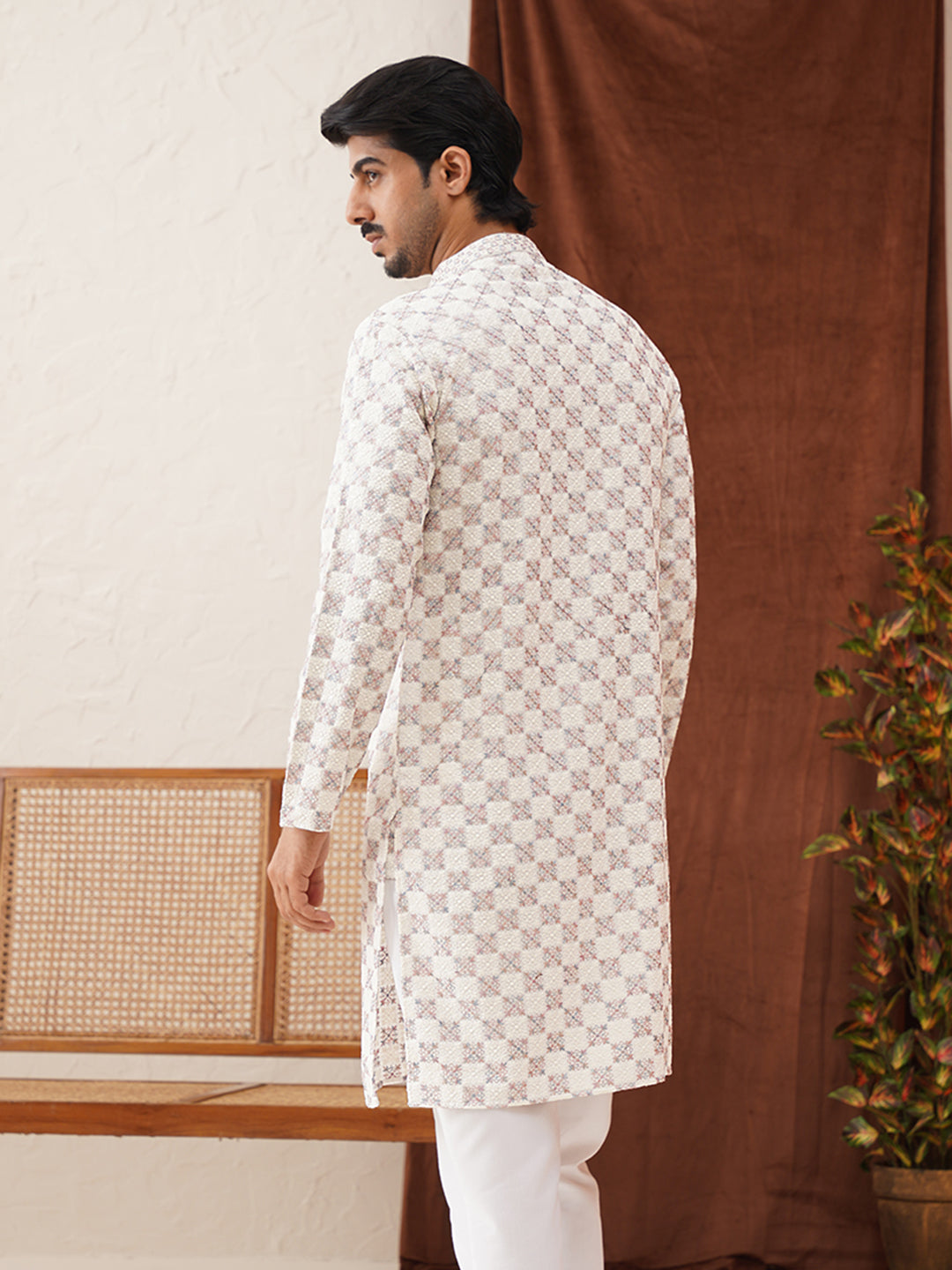 Embroidered Straight Kurtas For Men