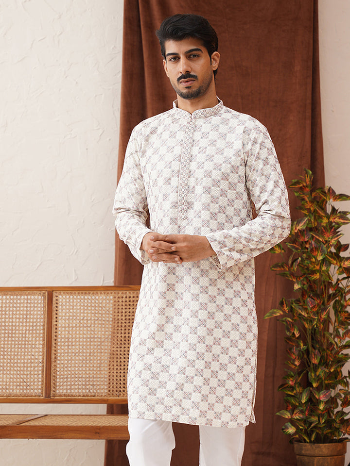 Embroidered Straight Kurtas For Men