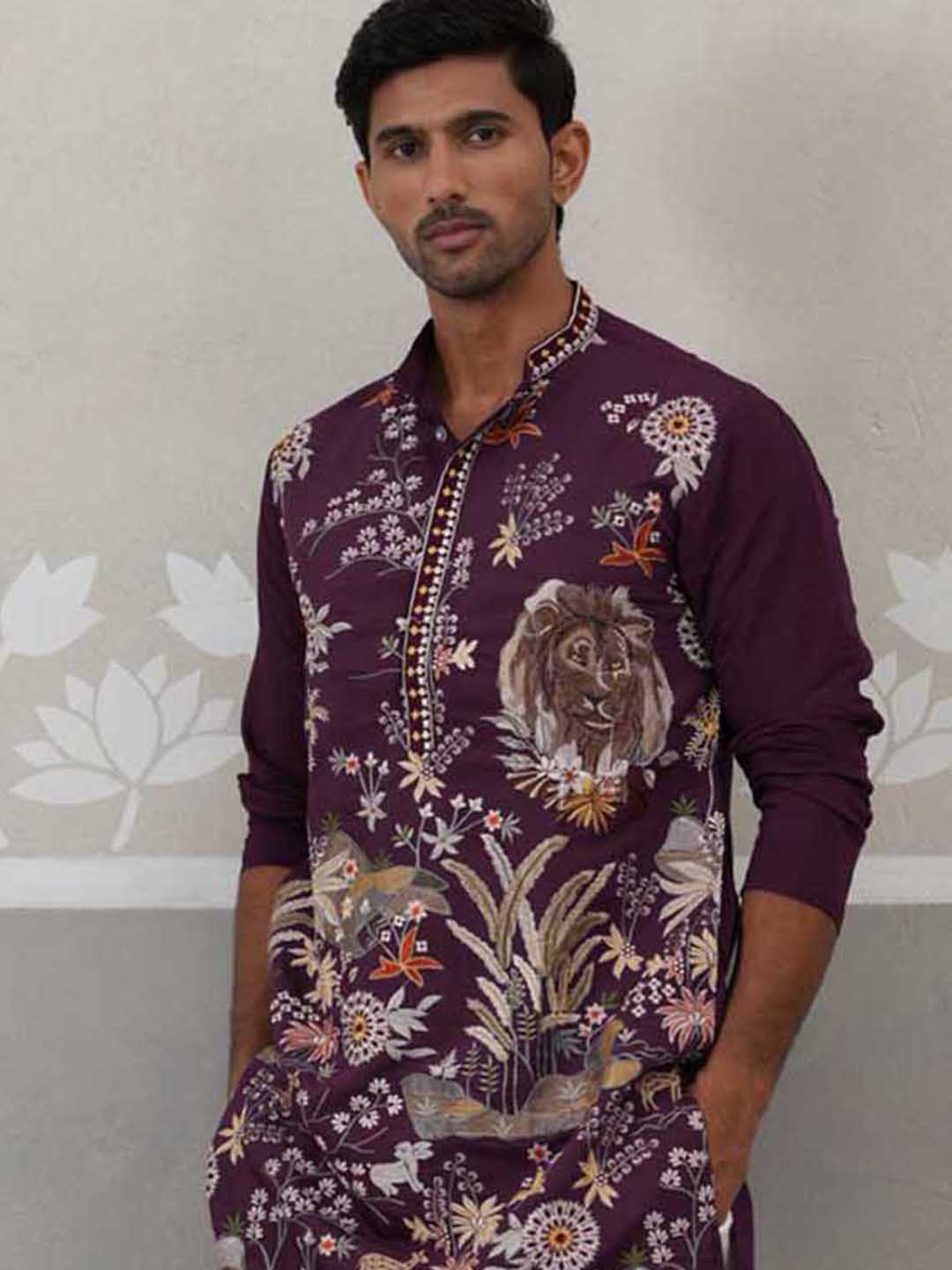 Floral Embroidered And Sequins Kurta.