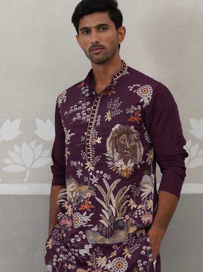 Floral Embroidered And Sequins Kurta.