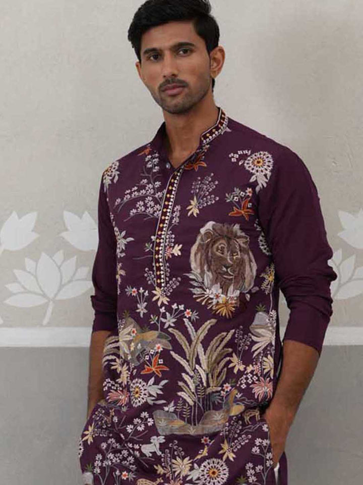 Floral Embroidered And Sequins Kurta.