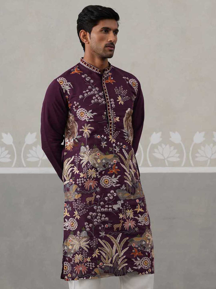 Floral Embroidered And Sequins Kurta.