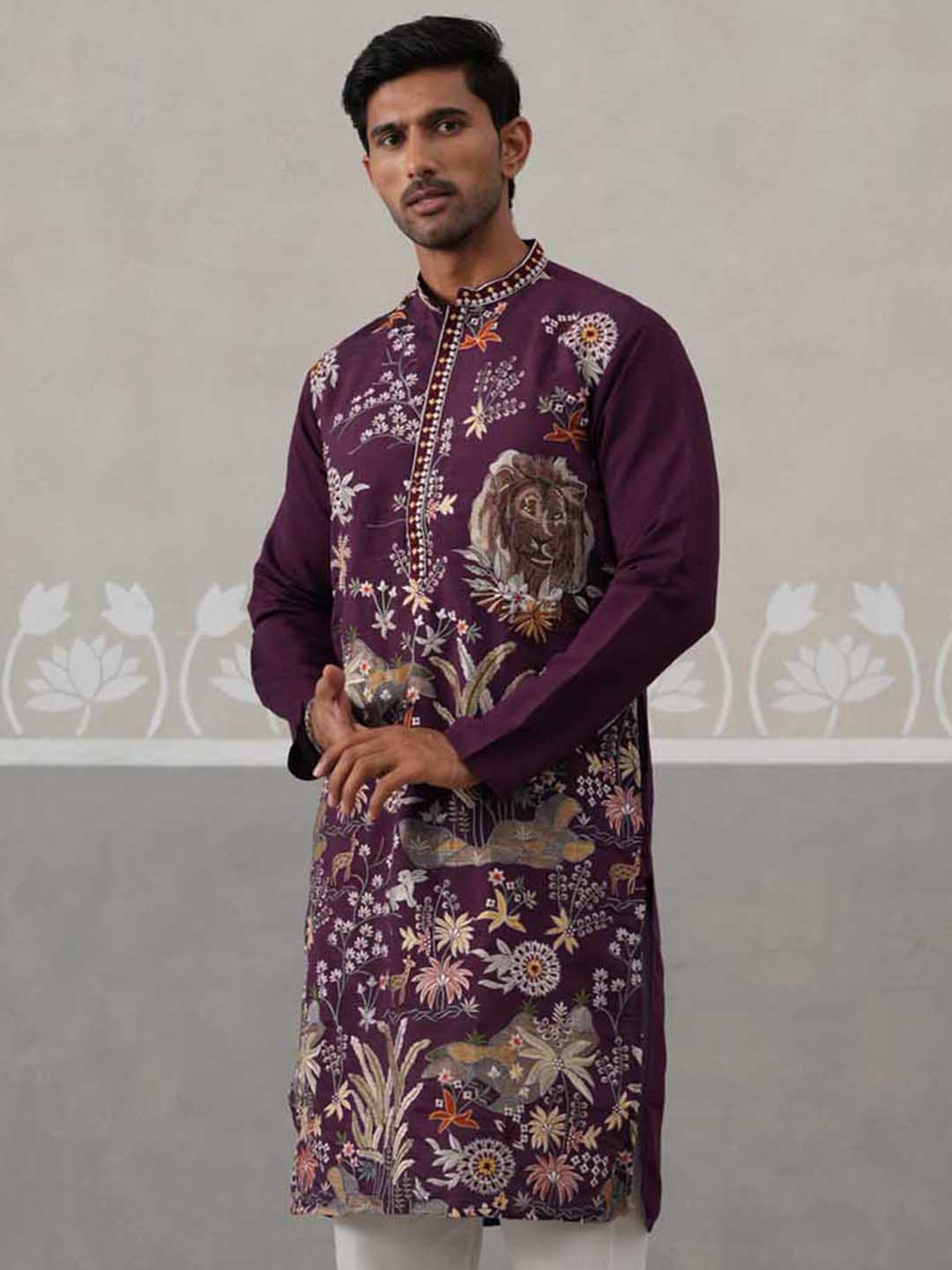 Floral Embroidered And Sequins Kurta.
